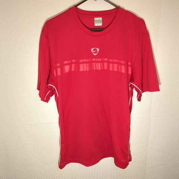 Nike FITDRY Shirt XL Red Soccer Training Tee Vintage 00s Athletic Top Thailand - Picture 1 of 6